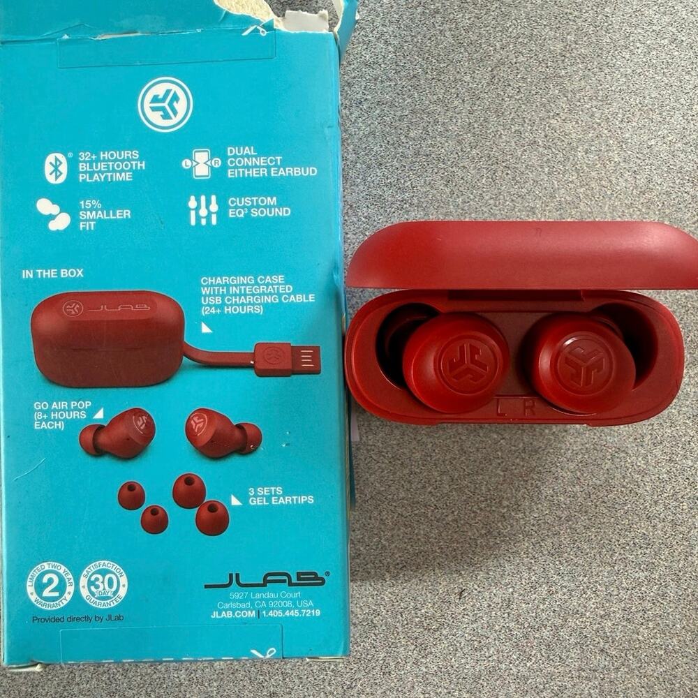 JLabs GO Air POP true wireless earbuds + case eartips red Right bud don't work